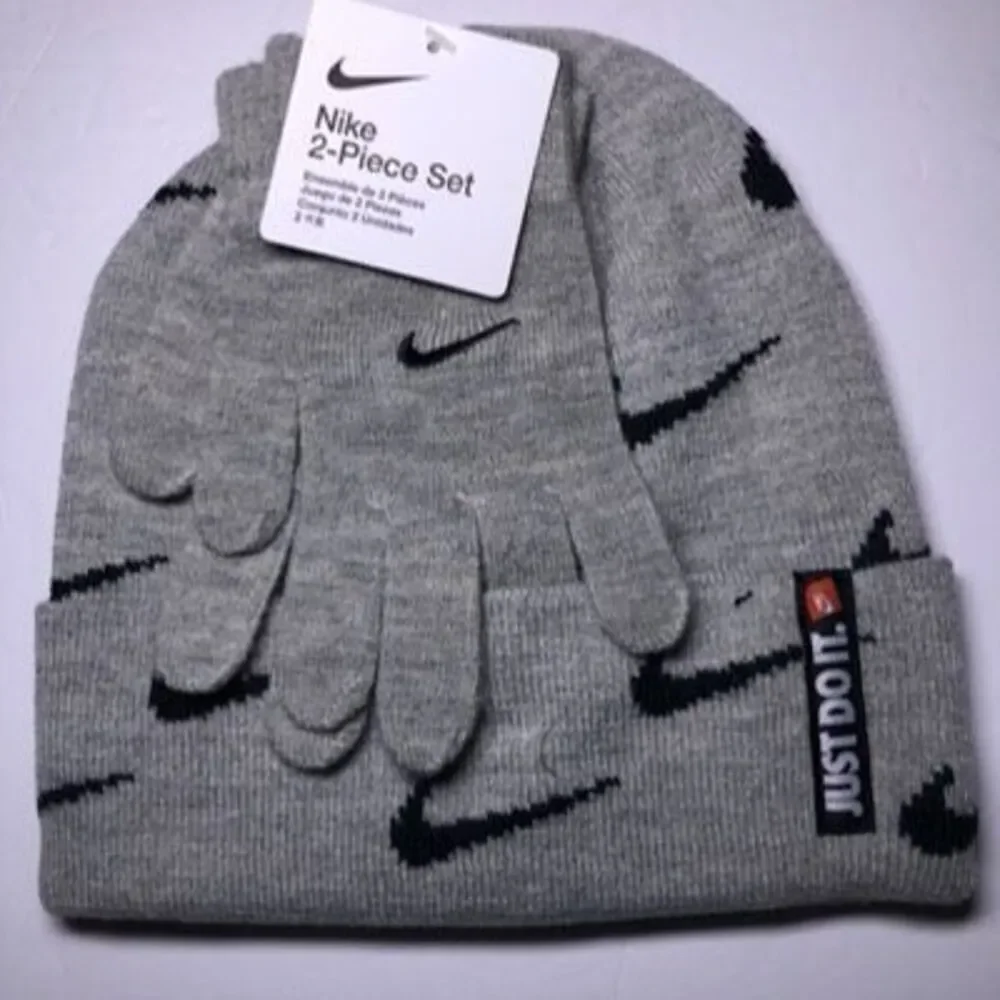 Nike Big Kids Swoosh Beanie and Gloves Set